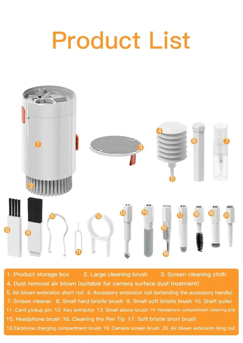 List of cleaning products with corresponding icons on a white background