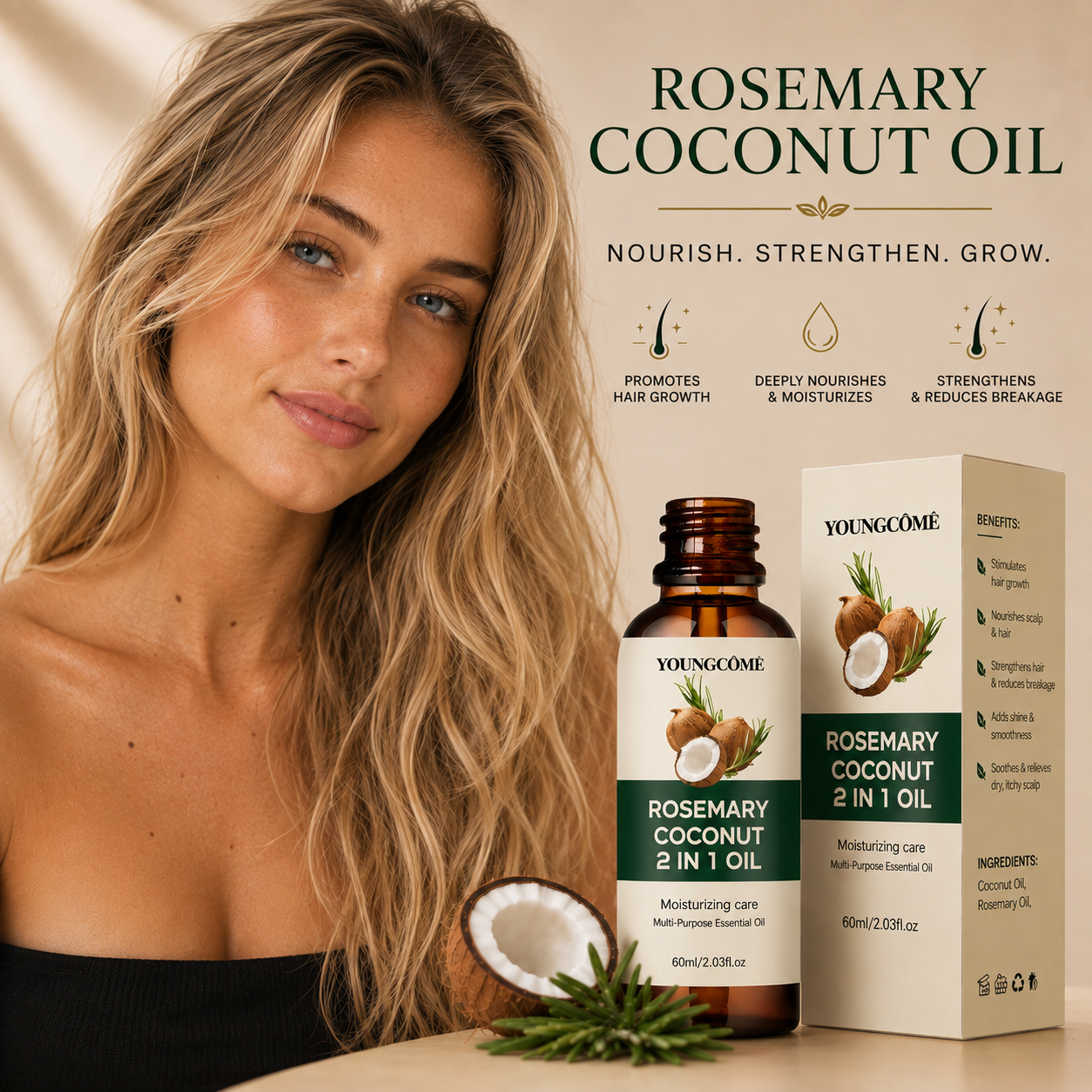 LumiRose™ Rosemary + Coconut Hair Oil