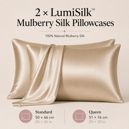 LumiSilk™ Mulberry Silk Pillowcase — 2 Pack