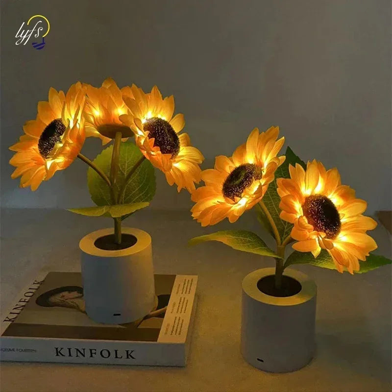 Sunflower Lamp With 3 LED Night Lights