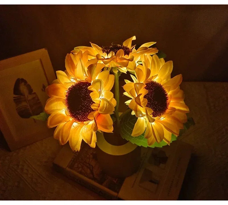 Sunflower Lamp With 3 LED Night Lights