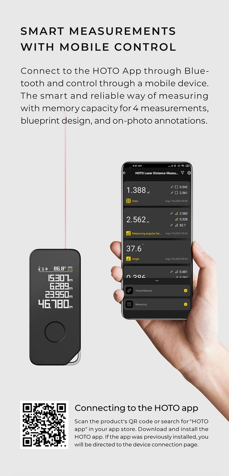 Smart Laser Measure - Intelligent Digital Laser Tape Measuring Tool